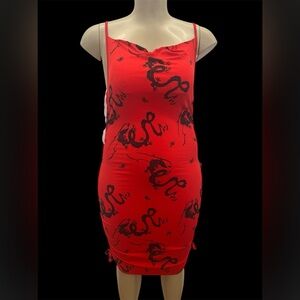 NWT J for Justify Size L Red Ruched Dress.